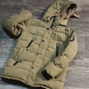 Kids Khaki and Green Puffer Coat